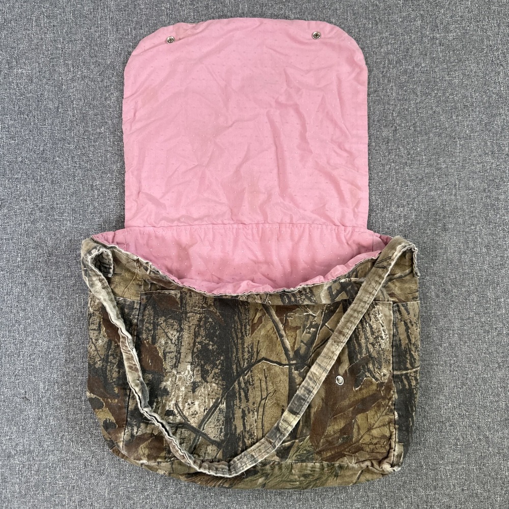 Custom Realtree Camo Tote Bag Pink Lined Shoulder Bag Hunting Woodland Canvas